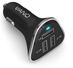 Car Phone Charger- Powerful 3 Port USB Cell Phone Charger From Vano- For Apple iPhone, iPad, Tablet, eBook- RV Accessories- Cigarette Lighter Plug